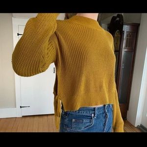 Mustard side tie sweater